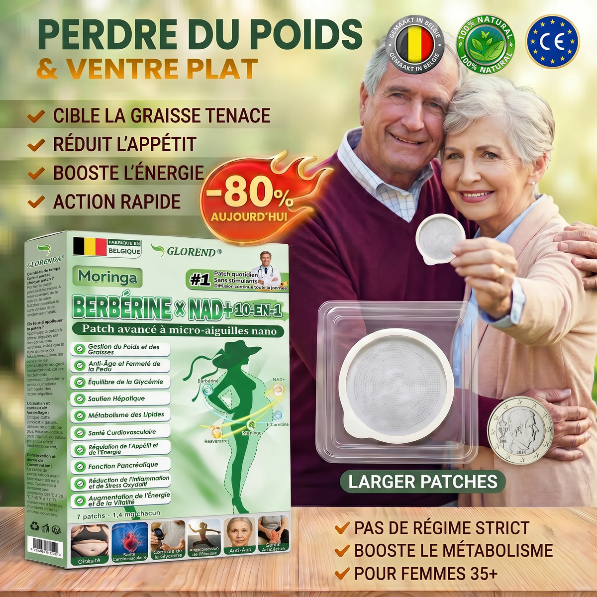 Boutique officielle 🎃 𝐆𝐋𝐎𝐑𝐄𝐍𝐃® Moringa · Berbérine + NAD+ – Patch Microneedle Nano Avancé 10-en-1 (1×/jour, résultats visibles en 7 jours) | Obésité, relâchement cutané, apnée du sommeil, articulations, etc.