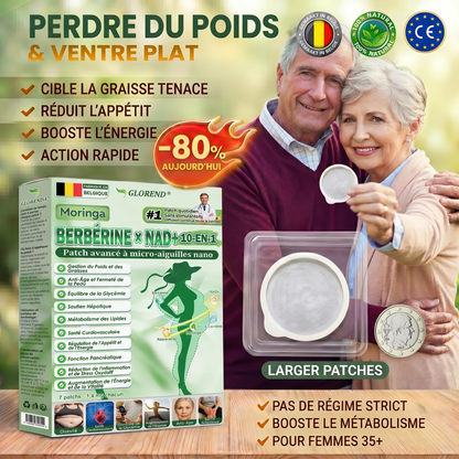 Boutique officielle 🎃 𝐆𝐋𝐎𝐑𝐄𝐍𝐃® Moringa · Berbérine + NAD+ – Patch Microneedle Nano Avancé 10-en-1 (1×/jour, résultats visibles en 7 jours) | Obésité, relâchement cutané, apnée du sommeil, articulations, etc.
